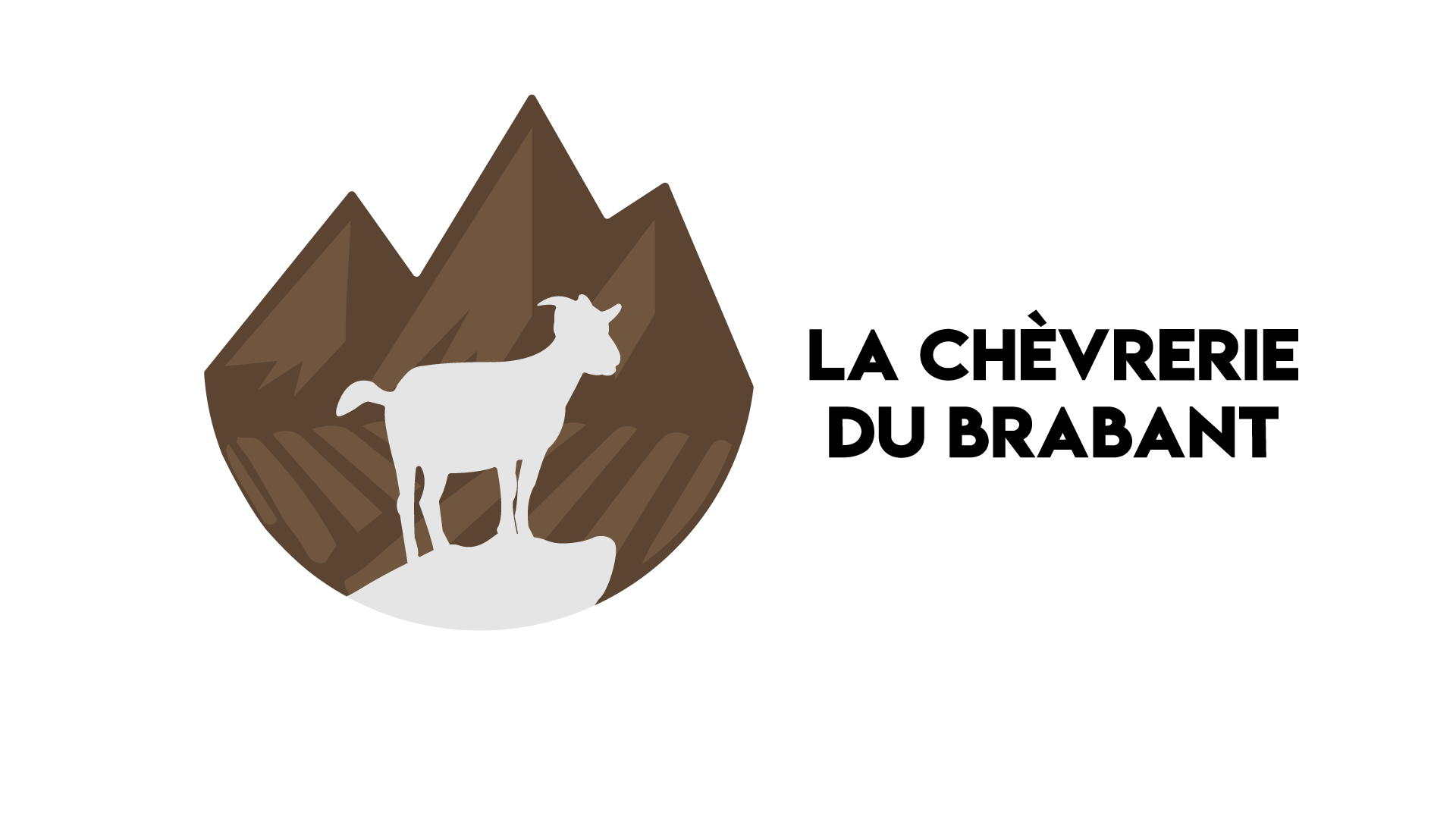 logo chèvrerie du brabant couleur marron clair et foncé avec une chèvre et une montagne